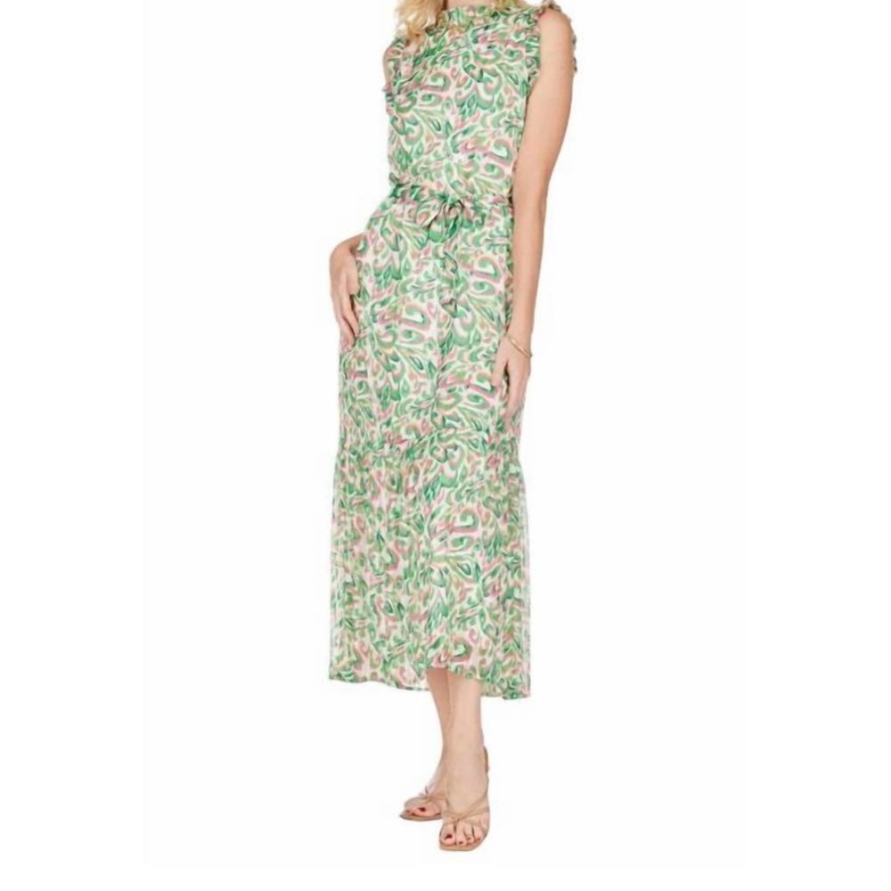 JADE Floral Green and Pink Women's Dress Sz L